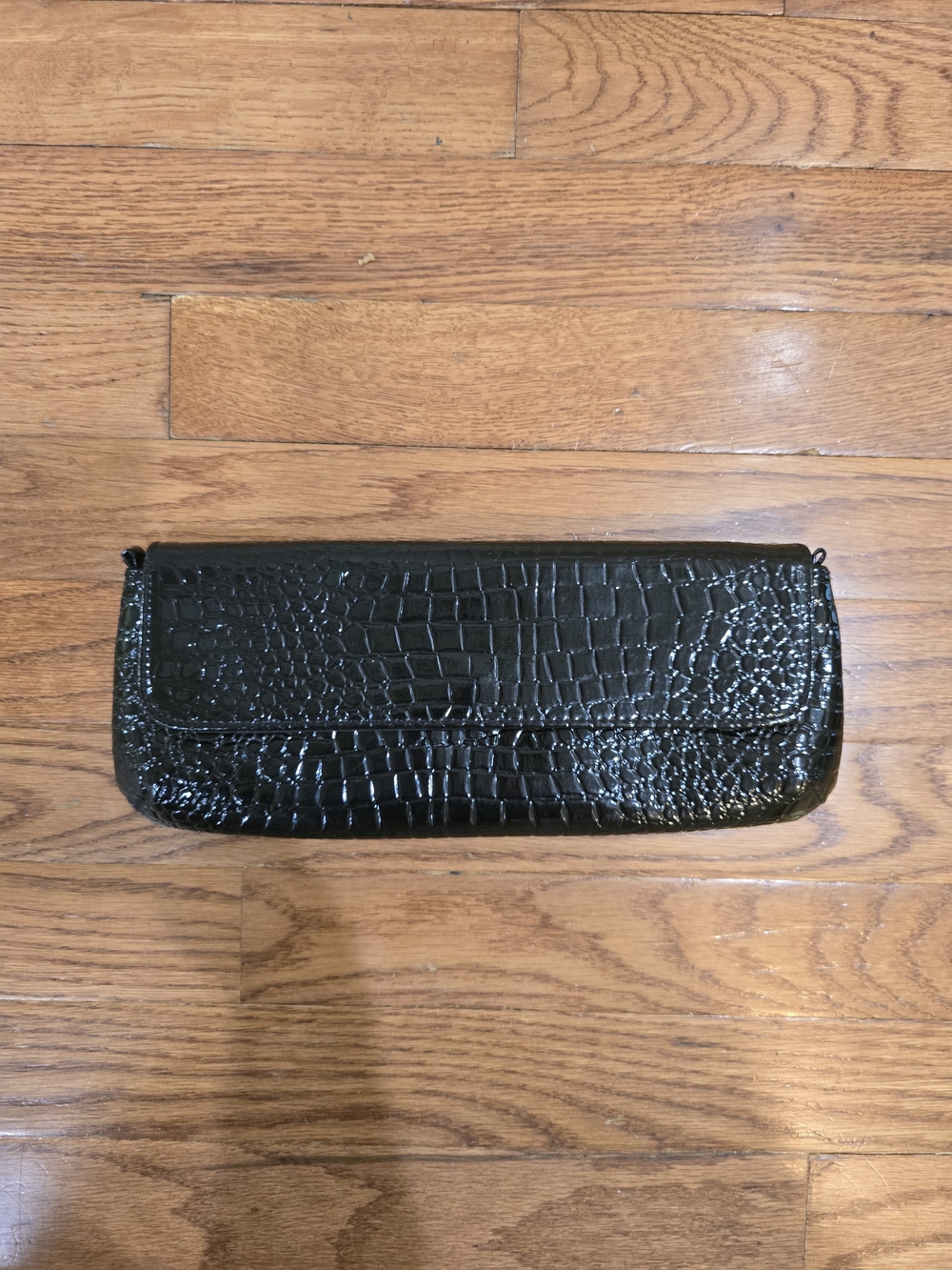 Vintage Bonita Bags New York Black Croc-Embossed Clutch